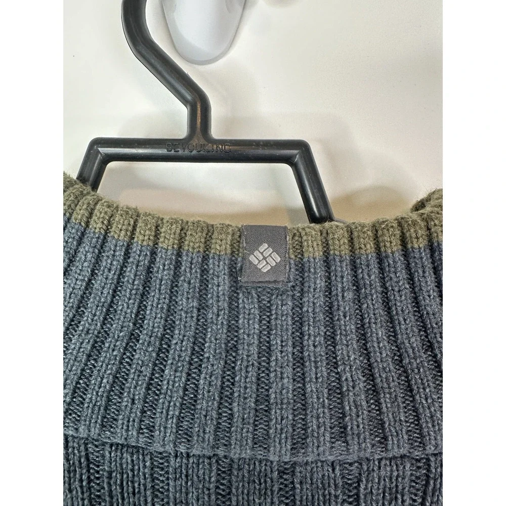 Columbia‎ Mens XXL Sweater 1/4 Zip Pullover Gray Knit Ribbed Mock Neck